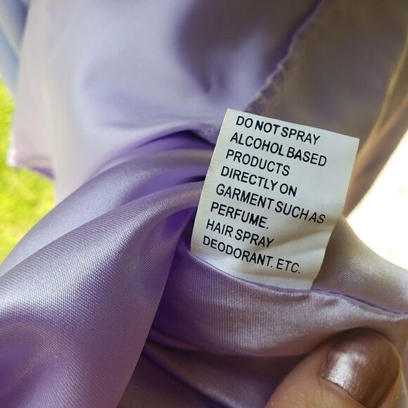 Madison James Purple and White Sequin A-Line Chiffon Gown 8 - Picture 10 of 12